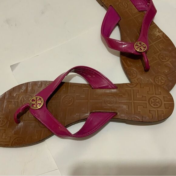 Tory Burch Thora Patent Leather Thongs - Pink - 10 M - Picture 8 of 11